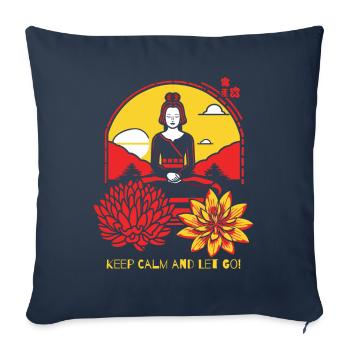 Restez calme et lâchez prise avec le yoga - Housse de coussin décorative 45 x 45 cm - bleu marine - Devant