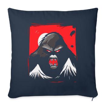 Soleil rouge japonais : Singe monstre en colère - Housse de coussin décorative 45 x 45 cm - bleu marine - Devant