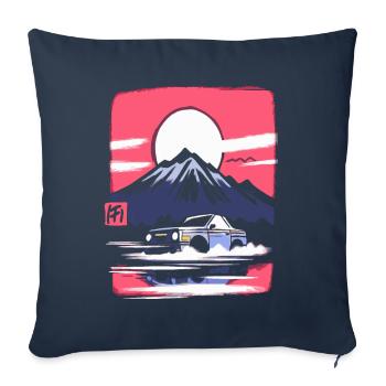 Japanische Rote Sonne: Berg Auto-Rennfahrer - Sofakissenbezug 45 x 45 cm - Navy - Vorne
