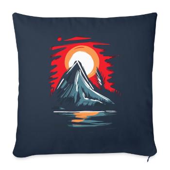 Le soleil rouge du Japon : un sommet de montagne - Housse de coussin décorative 45 x 45 cm - bleu marine - Devant