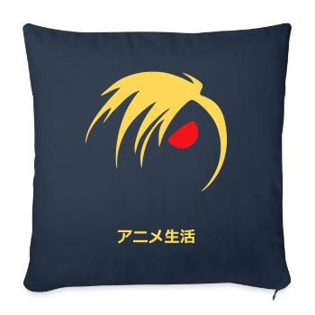 Vie d’anime : Vie d’anime de style manga - Housse de coussin décorative 45 x 45 cm - bleu marine - Devant