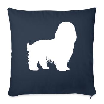 Chien bichon havanais - Housse de coussin décorative 45 x 45 cm - bleu marine - Devant