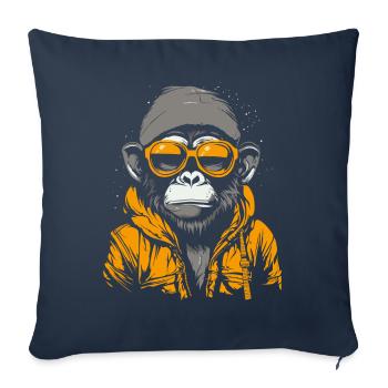 Veste cool, lunettes de soleil, singe cool - Housse de coussin décorative 45 x 45 cm - bleu marine - Devant