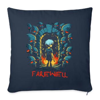 Prends soin de toi! Adieu et enfant du donjon - Housse de coussin décorative 45 x 45 cm - bleu marine - Devant
