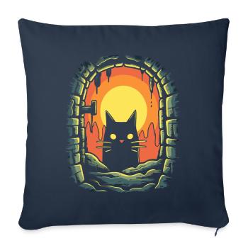 Entrez dans le donjon du chat - Housse de coussin décorative 45 x 45 cm - bleu marine - Devant