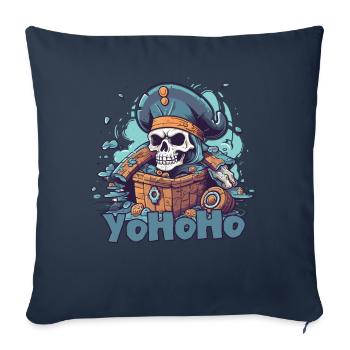 Yo Ho Ho Pirate et un trésor - Housse de coussin décorative 45 x 45 cm - bleu marine - Devant