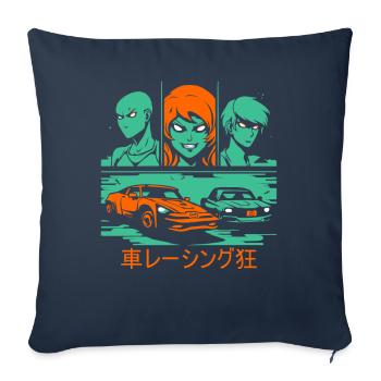Manga Anime Cartoon Monstres de course automobile - Housse de coussin décorative 45 x 45 cm - bleu marine - Devant