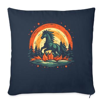 Au milieu de la nature, il y a un cheval sauvage - Housse de coussin décorative 45 x 45 cm - bleu marine - Devant