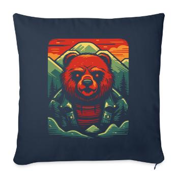 Ours Nature avec Ours - Housse de coussin décorative 45 x 45 cm - bleu marine - Devant