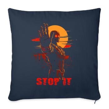 Arrêtez-le, un cyborg dystopique - Housse de coussin décorative 45 x 45 cm - bleu marine - Devant