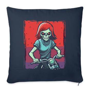 Dessin animé, Manga, Anime, Goule, Zombie, Motard - Housse de coussin décorative 45 x 45 cm - bleu marine - Devant