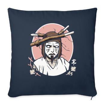 Sakura Blossoms Japon Fantômes Zombie - Housse de coussin décorative 45 x 45 cm - bleu marine - Devant