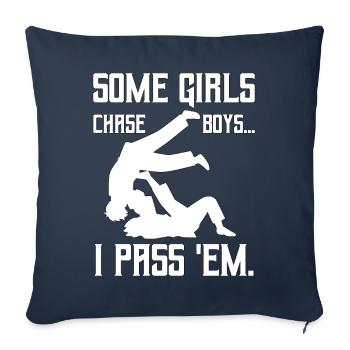 Some Girls chase Boys I Pass 'em Jiu-Jitsu - Sofa pillowcase 17,3'' x 17,3'' (45 x 45 cm) - navy - Front