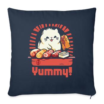 Délicieux chat boulanger drôle - Housse de coussin décorative 45 x 45 cm - bleu marine - Devant