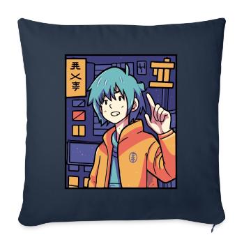 Garçon d’anime - Housse de coussin décorative 45 x 45 cm - bleu marine - Devant