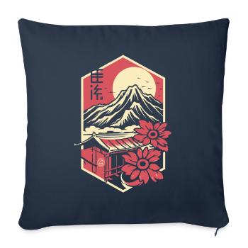 Japanese Flowers and Temple Flowers - Sofa pillowcase 17,3'' x 17,3'' (45 x 45 cm) - navy - Front