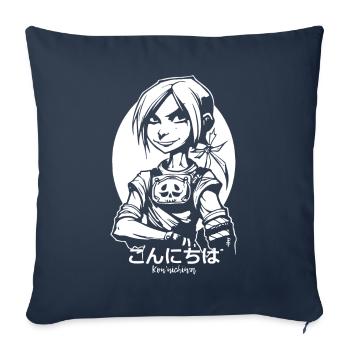 Héroïque Épéiste Anime Fille Bonjour - Housse de coussin décorative 45 x 45 cm - bleu marine - Devant