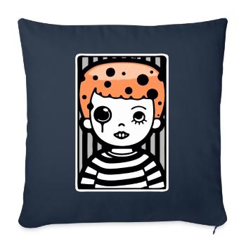 Red Hair Cartoon Art Boy in Stripes - Sofa pillowcase 17,3'' x 17,3'' (45 x 45 cm) - navy - Front
