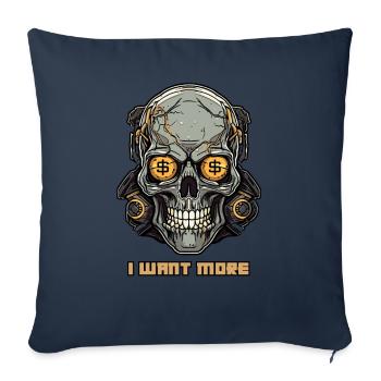 Crâne de cyborg cupide - Housse de coussin décorative 45 x 45 cm - bleu marine - Devant