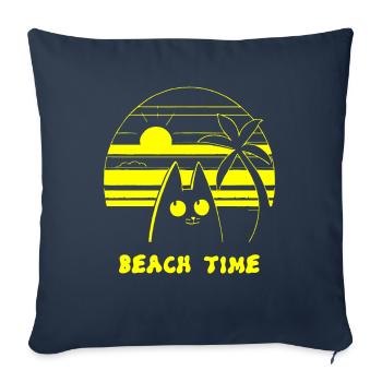 Palmiers Plage Temps Chat - Housse de coussin décorative 45 x 45 cm - bleu marine - Devant