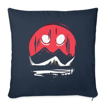 Lune rouge : Nature en colère - Housse de coussin décorative 45 x 45 cm - bleu marine - Devant