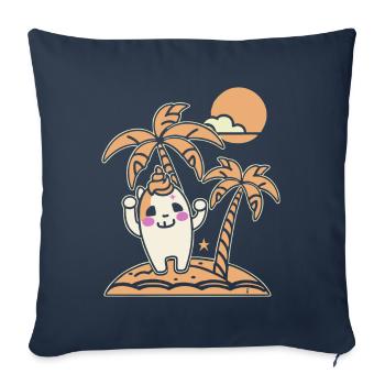 Heureux sur une île déserte - Housse de coussin décorative 45 x 45 cm - bleu marine - Devant