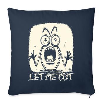 Un insecte de dessin animé crie : Laisse-moi sortir ! - Housse de coussin décorative 45 x 45 cm - bleu marine - Devant