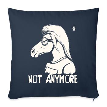 Un cheval à lunettes dit : « Plus jamais » - Housse de coussin décorative 45 x 45 cm - bleu marine - Devant