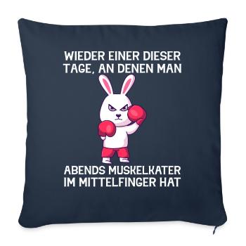 Muskelkater im Mittelfinger Hase Lustiger Spruch - Sofakissenbezug 45 x 45 cm - Navy - Vorne