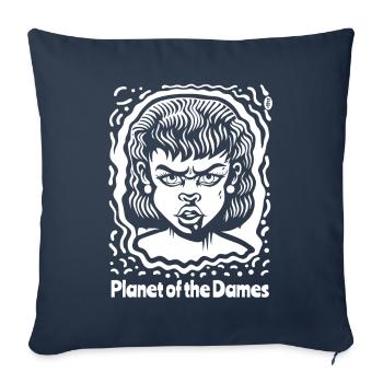 Ladies' Planet : Fureur de science-fiction - Housse de coussin décorative 45 x 45 cm - bleu marine - Devant