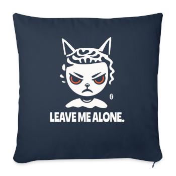 Laisse-moi tranquille, une fille de chat de dessin animé - Housse de coussin décorative 45 x 45 cm - bleu marine - Devant