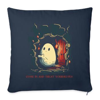 Entrez, faites-vous plaisir, le petit fantôme - Housse de coussin décorative 45 x 45 cm - bleu marine - Devant