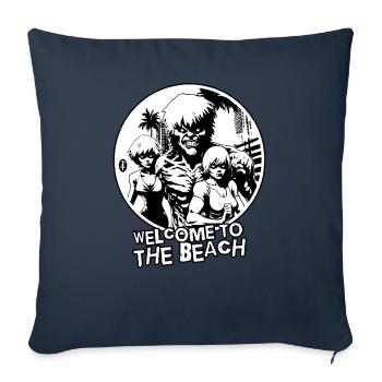 Bienvenue sur la plage des monstres musclés - Housse de coussin décorative 45 x 45 cm - bleu marine - Devant