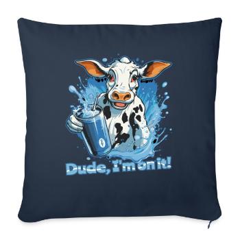 Mon pote, je suis là - une vache de fête - Housse de coussin décorative 45 x 45 cm - bleu marine - Devant