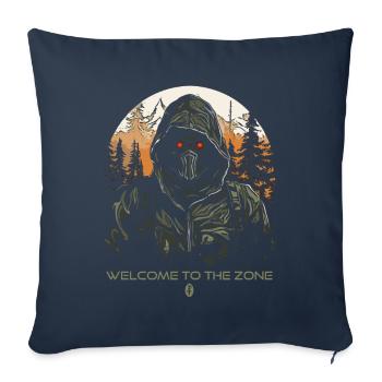 Bienvenue dans la Zone, Zone à risque biologique - Housse de coussin décorative 45 x 45 cm - bleu marine - Devant