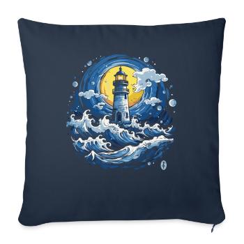 Tsunami Waves Lighthouse - Sofa pillowcase 17,3'' x 17,3'' (45 x 45 cm) - navy - Front