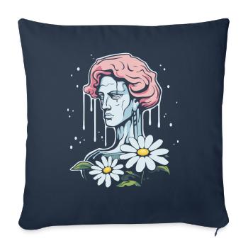 Flower Power Brother: David of Florence with flowers - Sofa pillowcase 17,3'' x 17,3'' (45 x 45 cm) - navy - Front