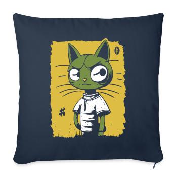 Un chat de dessin animé suspect - Housse de coussin décorative 45 x 45 cm - bleu marine - Devant