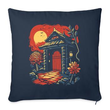 Asian Japanese Cartoon Floral Gate Hut - Sofa pillowcase 17,3'' x 17,3'' (45 x 45 cm) - navy - Front