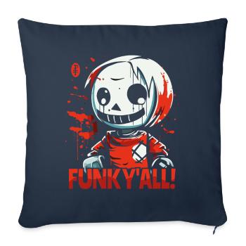 Je vous ai tous foutus ! Poupée d’horreur marre - Housse de coussin décorative 45 x 45 cm - bleu marine - Devant
