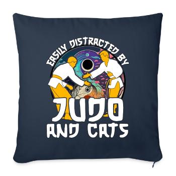 Easily distracted by Judo and Cats - Sofa pillowcase 17,3'' x 17,3'' (45 x 45 cm) - navy - Front