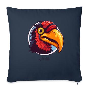 Jungle, Forêt Tropicale, Poulet, Oiseau, Toucan - Housse de coussin décorative 45 x 45 cm - bleu marine - Devant