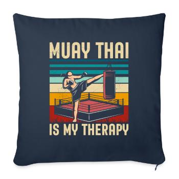 Le Muay Thai est ma thérapie - Housse de coussin décorative 45 x 45 cm - bleu marine - Devant