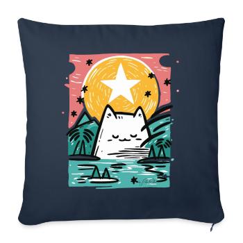 Chat endormi dans la nature - Housse de coussin décorative 45 x 45 cm - bleu marine - Devant