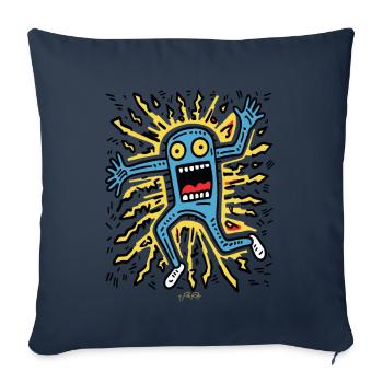 Verspielte Pop-Art: Verrückter Cartoon - Sofakissenbezug 45 x 45 cm - Navy - Vorne