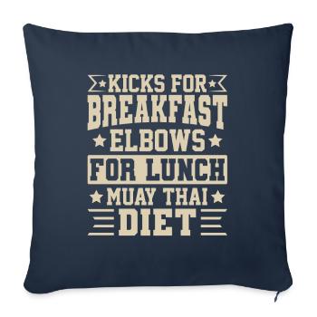 Kicks pour le petit-déjeuner coudes pour le déjeuner muay thai - Housse de coussin décorative 45 x 45 cm - bleu marine - Devant