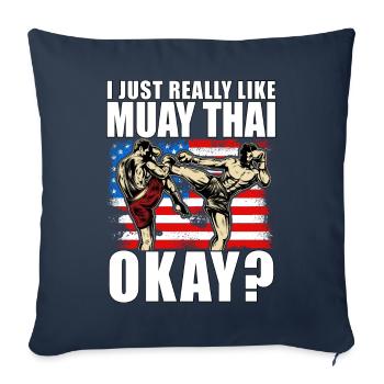 J’aime vraiment le Muay Thai, d’accord ? - Housse de coussin décorative 45 x 45 cm - bleu marine - Devant