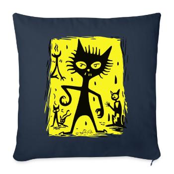 Demonic Cat from Hell - Sofa pillowcase 17,3'' x 17,3'' (45 x 45 cm) - navy - Front