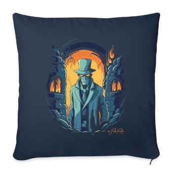 Le Détective : Film Noir Édition Donjon - Housse de coussin décorative 45 x 45 cm - bleu marine - Devant