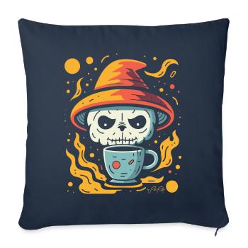 Café, Espace, Nerd, Crâne, Panda, Magie - Housse de coussin décorative 45 x 45 cm - bleu marine - Devant